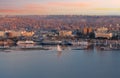 Panorama of Aswan city along Nile river with felucca boats in Egypt, Africa Royalty Free Stock Photo