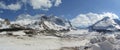 Jasper National Park Panorama of Athabasca Glacier from Icefields Parkway, Canadian Rocky Mountains, Alberta, Canada Royalty Free Stock Photo