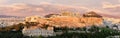 Panorama of Athens with Acropolis hill at dramatic sunset, Greece Royalty Free Stock Photo