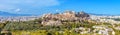 Panorama of Athens with Acropolis hill, Greece. Famous old Acropolis is a top landmark of Athens