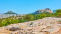 Panorama of Athens city with Lycabettus and Acropolis hills Royalty Free Stock Photo