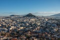 Panorama of Athens city with Lycabettus hill from Acropolis hill Royalty Free Stock Photo
