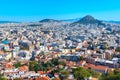 Panorama of Athens, Greece with houses and hills Royalty Free Stock Photo