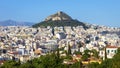 Panorama of Athens and Mount Lycabettus, view from Acropolis slope, Greece Royalty Free Stock Photo