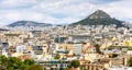 Panorama of Athens, view of Lycabettus mount from Acropolis foot, Greece Royalty Free Stock Photo