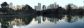 Panorama of the Atlanta, Georgia skyline with reflections Royalty Free Stock Photo