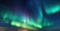 Panorama of Aurora borealis, Northern lights with starry in the night sky