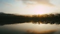 Panorama Of Autumn River Landscape In Jet Khot Nature Study Centre, THAILAND At Sunset. Sun Shine Over Water Lake Or River At Royalty Free Stock Photo