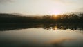 Panorama Of Autumn River Landscape In Jet Khot Nature Study Centre, THAILAND At Sunset. Sun Shine Over Water Lake Or River At Royalty Free Stock Photo