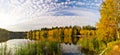 Panorama of autumnal lake Royalty Free Stock Photo