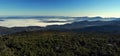 Panorama of autumun morning mountains above Petrova bouda Royalty Free Stock Photo