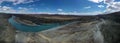 Panorama of Avacha river, Kamchatka peninsula. Early spring Royalty Free Stock Photo