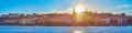 Panorama of Buda behind Danube River, Budapest, Hungary Royalty Free Stock Photo