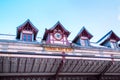 Panorama background of Chamonix train station,Mont Blanc, France and mountain peaks Royalty Free Stock Photo