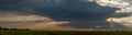 Panorama background of dramatic cloud scape, morning mist over the field Royalty Free Stock Photo