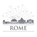 Panorama of the badges, icons, symbols of Italy. Objects are noble gray color. City of Rome. Royalty Free Stock Photo