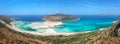 Panorama of Balos beach and Gramvousa island near Kissamos in Crete Greece Royalty Free Stock Photo