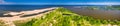 Panorama of Baltic Sea beach and delta of Vistula river in Sobieszewo at summer, Poland