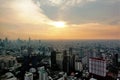 Panorama of Bangkok from above. The huge city disappears in the haze.