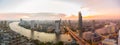 Panorama Bangkok city with chaophraya river at sunset Royalty Free Stock Photo