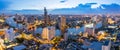 Panorama Bangkok city with chaophraya river at twilight scene Royalty Free Stock Photo