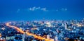 Panorama of Bangkok city downtown at night, Bangkok,Thailand Royalty Free Stock Photo