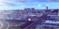 Panorama of Bangkok city and vehicle traffic Royalty Free Stock Photo