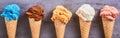 Panorama banner with assorted artisanal ice-creams Royalty Free Stock Photo
