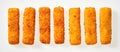 Panorama banner of crumbed golden fish fingers sticks