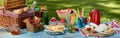 Panorama banner with a healthy summer picnic Royalty Free Stock Photo