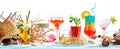 Panorama banner with large assortment of cocktails Royalty Free Stock Photo