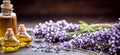 Panorama banner of lavender essential oil Royalty Free Stock Photo