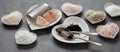 Panorama banner of a variety of culinary salts