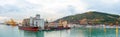 Panorama of Barcelona Port and city landscape