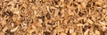 Panorama. Bark mulch, brown wood chips