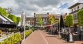 Panorama of bars and restaurants on the market square in Assen Royalty Free Stock Photo