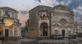 Panorama of Basilica of Santa Maria Maggiore , the chapel Colleoni and the Duomo in Citta Alta, Bergamo, Italy Royalty Free Stock Photo