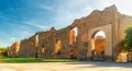 Panorama of Baths of Caracalla in sunset light, Rome, Italy, Europe