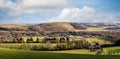 Panorama of battlebury Hill from West Wilts Golf Course in Warminster, Wiltshire