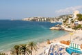 Panorama of the bay with a beach and hotels in Mallorca Royalty Free Stock Photo