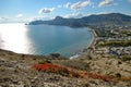 Panorama Bay on the Black sea coast in Crimea, Sudak Royalty Free Stock Photo