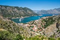 Panorama of the Bay of Kotor and the town Royalty Free Stock Photo