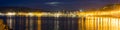 Panorama of Bay of La Concha in autumn night Royalty Free Stock Photo