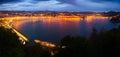 Panorama of Bay of La Concha in night at San Sebastian Royalty Free Stock Photo