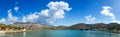 Panorama of Bay of panormitis of Symi , the ships. and boats at anchor