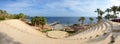 Panorama of the beach and amphitheatre at luxury hotel