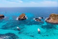 Panorama beach Blue Lagoon Comino Malta. Aerial view Royalty Free Stock Photo