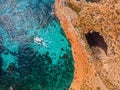 Panorama beach Blue Lagoon Comino Malta. Aerial view Royalty Free Stock Photo