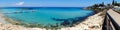 Panorama beach coast landscape mediterranean sea Cyprus island Royalty Free Stock Photo