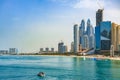 Panorama of the beach at Jumeirah Beach Residence, Dubai Royalty Free Stock Photo